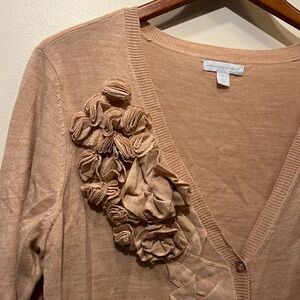 Lovely peach cardigan with roses and ribbons size XL